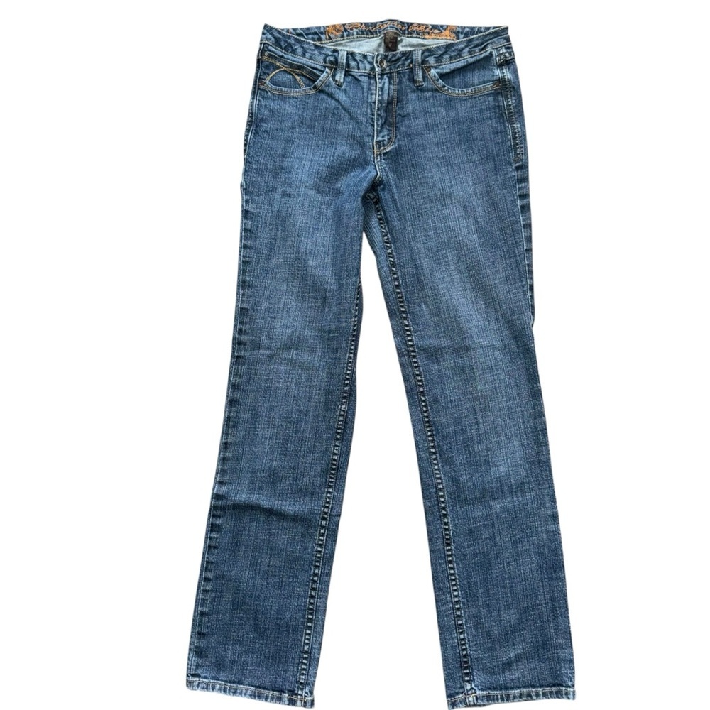 Christopher Blue Jeans Women 12 Mid Rise Straight Stretch Denim Classic Blue